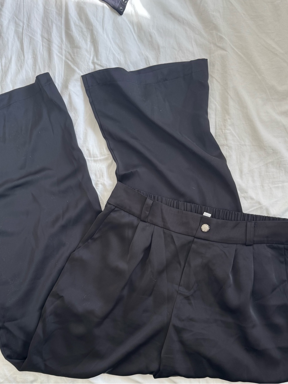 Satin Wide Leg Pants Black Size XL (16)